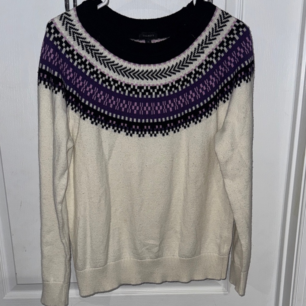 Women’s Talbots Winter Sweater Cream Print M